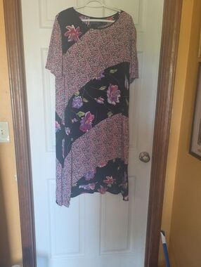 Willow Ridge Black Dress with Pink & Purple Floral Trim
